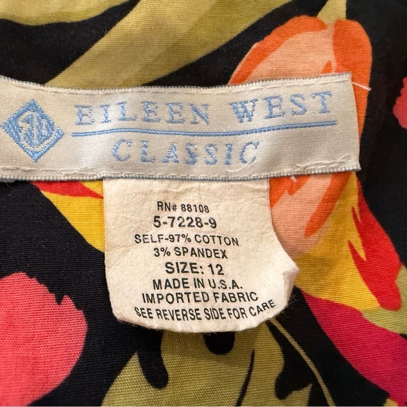 Eileen West Classic Floral sleeveless shift Mini Dress/size 12 - Picture 4 of 5